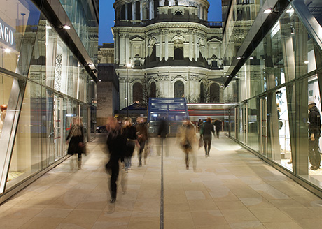 One New Change, City of London.  Lighting Consultant: Speirs + Major; Architect Jean Nouvel, in association with Sidell Gibson